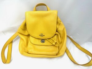 【中古品】コーチ　COACH　リュック　カーフ　イエロー【送料別】FB0343