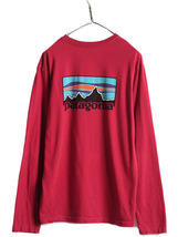 USA製 パタゴニア プリント 長袖 Tシャツ メンズ M アウトドア Patagonia ロンT プリントT ロゴT フィッツロイ イラスト P-6 ワインレッド_画像1