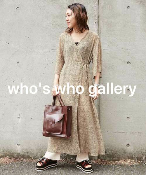 who's who gallery ロング丈 マキシワンピース 総柄 ロングワンピース 2way カシュクール