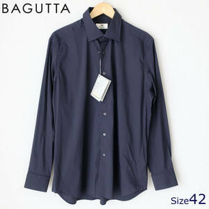 新品 未使用 BAGUTTA バグッタ ストレッチ ドレスシャツ ボタンシャツ 長袖シャツ シャツ 濃紺 ダークネイビー メンズ 42 2L 3L XL ～ 2XL