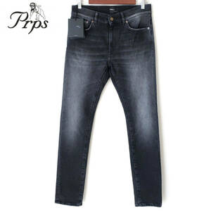  new goods unused PRPS Italy made high class slim jeans Mercury Denim skinny thin beautiful legs pants black black black men's W31 M size 