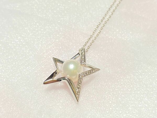 K18 STAR JEWELRY スタージュエリー　ダイヤモンドパールネックレス