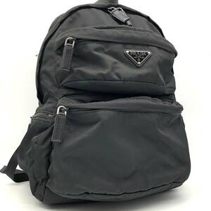 1円●近年モデル/訳あり●PRADA プラダ 2VZ025 リュックサック バックパック バッグ A4収納 サフィアーノレザー リナイロン 黒 男女兼用