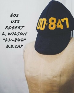 Vintage USS Robert L. Wilson DD-847 B.B.cap 60s ロバート エル ウィルソン 米海軍 ウール ベースボール キャップ ビンテージ ジャンク