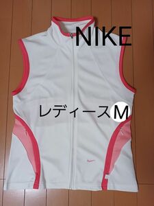 値下げ！少々難中古☆NIKEフルジップベスト☆Mサイズ白/ピンク