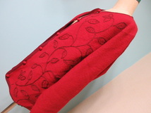 昭和レトロ80's古着・Tulchan ・リーフ刺繍柄ニットカーディガン・ゆったりサイズ・ボタンが可愛い_画像4