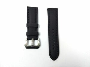レザー製ミリタリーストラップ 交換用腕時計ベルト 本皮 クイックリリース 24mm ブラック