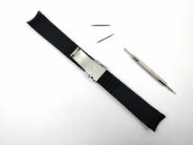 シリコンラバーストラップ 弓カン Wロックバックル 交換用腕時計ベルト キャタピラ2 ブラック 20mm_画像2