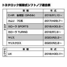 シフトノブ トヨタ ロック解除式 C-HR 後期型 GR カムリ カローラスポーツ ヤリス ピアノブラック×ブルー 純正交換 ブラック レザー 新品_画像3