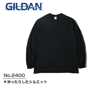 ギルダン GILDAN 2400 長袖 ロングスリーブTシャツ Ultra Cotton ウルトラコットン 6.0 oz ロンT ブラック XXLサイズ 新品 送料無料