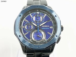 ★稼働品◎ SEIKO セイコー WIRED ワイアード VK67-K018 クォーツ クロノグラフ デイト ネイビー×ブラック メンズ 腕時計 2699Ｈ5-18