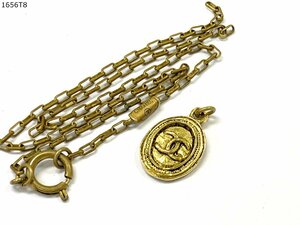 ★CHANEL シャネル ココマーク ネックレス オーバル コイン型 ゴールド ヴィンテージ アクセサリー レディース ジャンク 1656T8-13