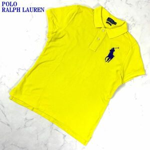 ポロラルフローレン コットン100%半袖ポロシャツイエローPOLO RALPH LAUREN カジュアル スポーツ ブランドBIGロゴ刺有 L C7099