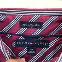 トミーヒルフィガー 長袖シャツ 綿 ボタンダウン ストライプ 赤 TOMMY HILFIGER コットン レッド ワインレッド 紫 パープル S C7171_画像5