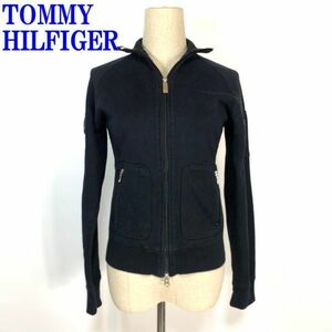 トミーヒルフィガー ブルゾン ジャンパー オープンファスナー 紺 TOMMY HILFIGER ネイビー コットン系 タイト ２ C7349