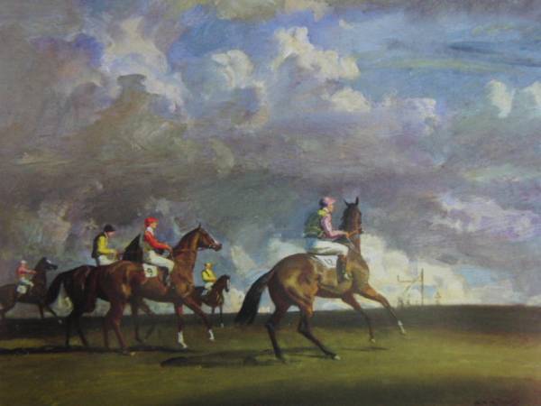 Sir Alfred Munnings, PRA, BEFORE THE START, NEWMARKET, Overseas edition, extremely rare, raisonné, Brand new with high-quality frame, free shipping, Painting, Oil painting, Nature, Landscape painting