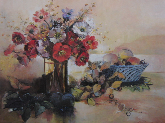 Akira Imazeki, About Flowers, From a rare collection of framing art, Brand new with high-quality frame, In good condition, free shipping, marin, Painting, Oil painting, Still life