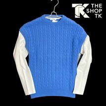 ★新品 THE SHOP TK タケオキクチ ケーブルニットベストフェイクレイヤードロンT XL カットソー ブルー★_画像1