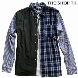 ★新品 THE SHOP TK タケオキクチ ネルシャツ M ヴィンテージライククレイジーネルチェックシャツ ダークグリーン★