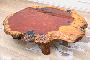 J071 良型 白太 厚5.5cm 花梨 瘤 コブ 玉杢 一枚板 天然木 座卓 ローテーブル 座敷机