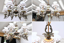 J157 高級 アンティーク レトロ 真鍮使用 天吊照明 シャンデリア 陶器製 お洒落なシェード_画像3