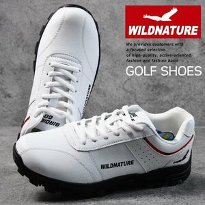 WILDNATURE ゴルフシューズ スニーカー メンズ 靴 男性用 ワイルドネイチャー おしゃれ 2801 ホワイト 26.0cm / 新品 1円 スタート