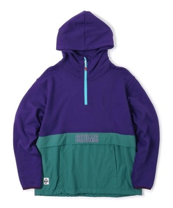 ☆未使用・メンズ☆CHUMS チャムス ナイロンコンボフルジップパーカー Nylon Combo Half-Zip Hoodie 裏起毛 L 定価11,880円 Purple/Teal　