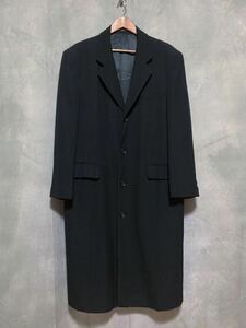 希少 90's Y's for men Yohji Yamamoto ヨウジヤマモト ウール ギャバジン 4ボタン チェスター ロングコート size.? ブラック MN-C25-134