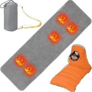 寝袋用電熱マット 寝袋用発熱パッド ホットマット 10秒速暖 コンパクト