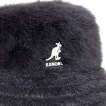 ☆美品 カンゴール KANGOL 刺繍ロゴ アンゴラ ファー バケットハット 黒 sizn L キャップ 帽子_画像4