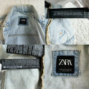 ザラ デニムジャケット ダメージ加工 ペイント 175/92A ZARA Gジャン 銀ボタン ジージャン Mサイズの画像9