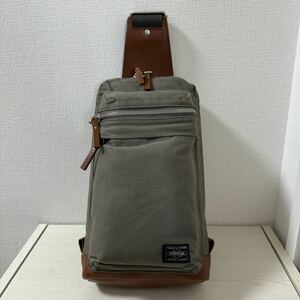 【新品同様】定価37,400 PORTER ROOTポーター ルート ボディバッグ　オリーブ　スリングショルダーバッグ 234-01263 ワンショルダーバッグ