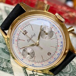 [ operation excellent ]* free shipping * Breitling chronograph BREITLING men's wristwatch hand winding Vintage antique 