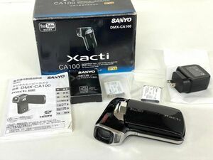 B321-K51-274 SANYO サンヨー デジタルムービーカメラ DMX-CA100 Xacti 通電OK 説明書/バッテリー/箱付き 2010年製 ブラック②