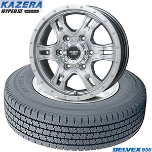 キャラバン｜トーヨーDELVEX 935 & KAZERA HYPERIII｜195/80R15 105/107L｜スタッドレスタイヤ & ホイール4本セット