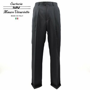 定価￥29,400- 新品タグ付き イタリア製 Sartoria Mauro Vicariotto No.258 春夏 トロピカル生地 スラックスパンツ 黒 ブラック 50 78cm