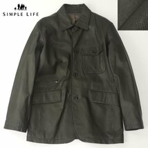 参考価格￥36,000- 極美品 レナウン SIMPLE LIFE シンプルライフ 羊革 ラムレザー カーコート ダークブラウン 濃茶 M メンズ ブルゾン_画像1