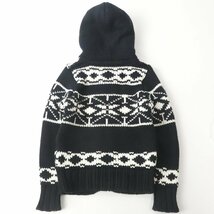 美品 国内正規品 Abercrombie ＆Fitch アバクロンビー＆フィッチ フード裏ボア カウチンニット パーカ 紺 ネイティブ M アメカジ デニム_画像3