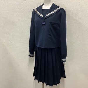 I49/Y(中古)山形県 朝日中学校 女子制服2点 /大きめ/175A/W72/セーラー/スカート/紺/冬服/School tiger/ポリエステル100/女子学生/学生服