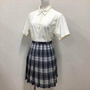 O71/(中古) 女子制服2点 /11/13/W68/丈46/半袖ブラウス/夏スカート/黄色/チェック柄/EAST BOY/夏用/夏服/女子学生/学生服/卒業生品