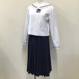 O96/Y( used ) Tohoku direction woman uniform 2 point /. chapter /M/W63/ height 63/. clothes sailor / summer skirt / navy blue 2 ps line /Kanko/ woman student / high school / junior high school / uniform / school uniform 