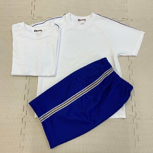 Y74/T822( used ) Tochigi prefecture every day shining an educational institution high school gym uniform 3 point / designation goods /S/M/ short sleeves / shorts /OZAWA/ white × blue line / blue × yellow color line / woman raw ./. industry raw goods 