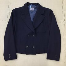 O104/Y(中古)東北方面 女子制服5点 /校名不明/M/160A/W64～70/ブレザー/ブラウス/ニットベスト/スカート/リボン/紺/チェック柄/学生服_画像2