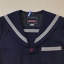 O114/(中古)兵庫県 宝殿中学校 女子制服2点 /12/W62-69/丈66/冬セーラー/冬スカート/紺3本ライン/紺/SHIMOKAWA/高校/女子学生/制服/学生服_画像3