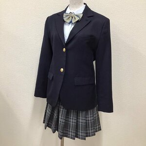 O137/T652(中古) 女子制服4点 /L/W69/丈42/ブレザー/ブラウス/冬スカート/リボン/OLIVE des OLIVE/紺/チェック柄/冬服/学生服/卒業生品