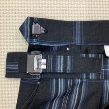 I123/Y(中古)福島県 本宮第二中学校 女子制服2点 /指定品/小さめ/S/W63/丈50/長袖ブラウス/夏スカート/チェック/水色/ストライプ/学生服_画像8