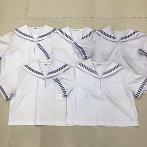 O196/(中古/箱) 四国方面 女子制服 5点 /セーラー/165A/170A/紺3本ライン/半袖/中学/高校/制服/学生服/夏服/夏用/女子学生/まとめ