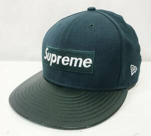 Supreme Leather Visor New Era Cap グリーン 7 3/8 58.7cm シュプリーム レザーバイザー ニューエラキャップ ボックスロゴ 帽子 12AW