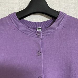 ★新品★ユニクロ★長袖 ニット カーディガン UVカット クルーネック★パープル★Ｍサイズ★UNIQLOの画像3