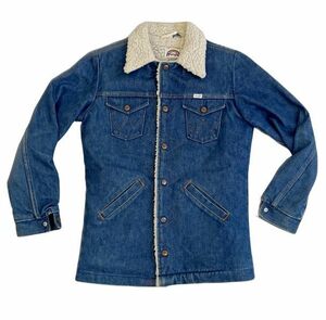 ビンテージ 70's 米国製 MADE IN USA ラングラー Wrangler 989BNVR ランチコート デニム ボアジャケット YOUTH18 [l-0803]